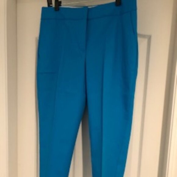Talbots Slim Crop Cotton Blend Pants Island Turquoise Blue Sz 10 NWOT - Picture 1 of 5